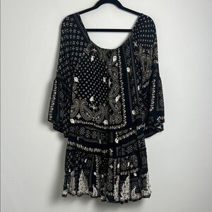 Anthropologie Muche Et Muchette Bohemian Beaded Embroidered Ruffle Gypsy Dress S